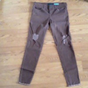 Aeropostale Brown Distressed Raw Hem Ankle Jegging Jeans Size 2
